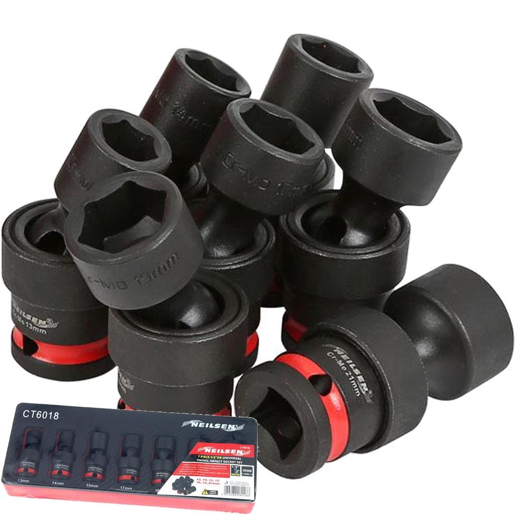 Neilsen Universal Swivel Impact Bit UJ Driver Socket Set 1/2" 13mm - 21mm 7pc Neilsen Universal Swivel Impact Bit UJ Driver Socket Set 1/2" 13mm - 21mm 7pc