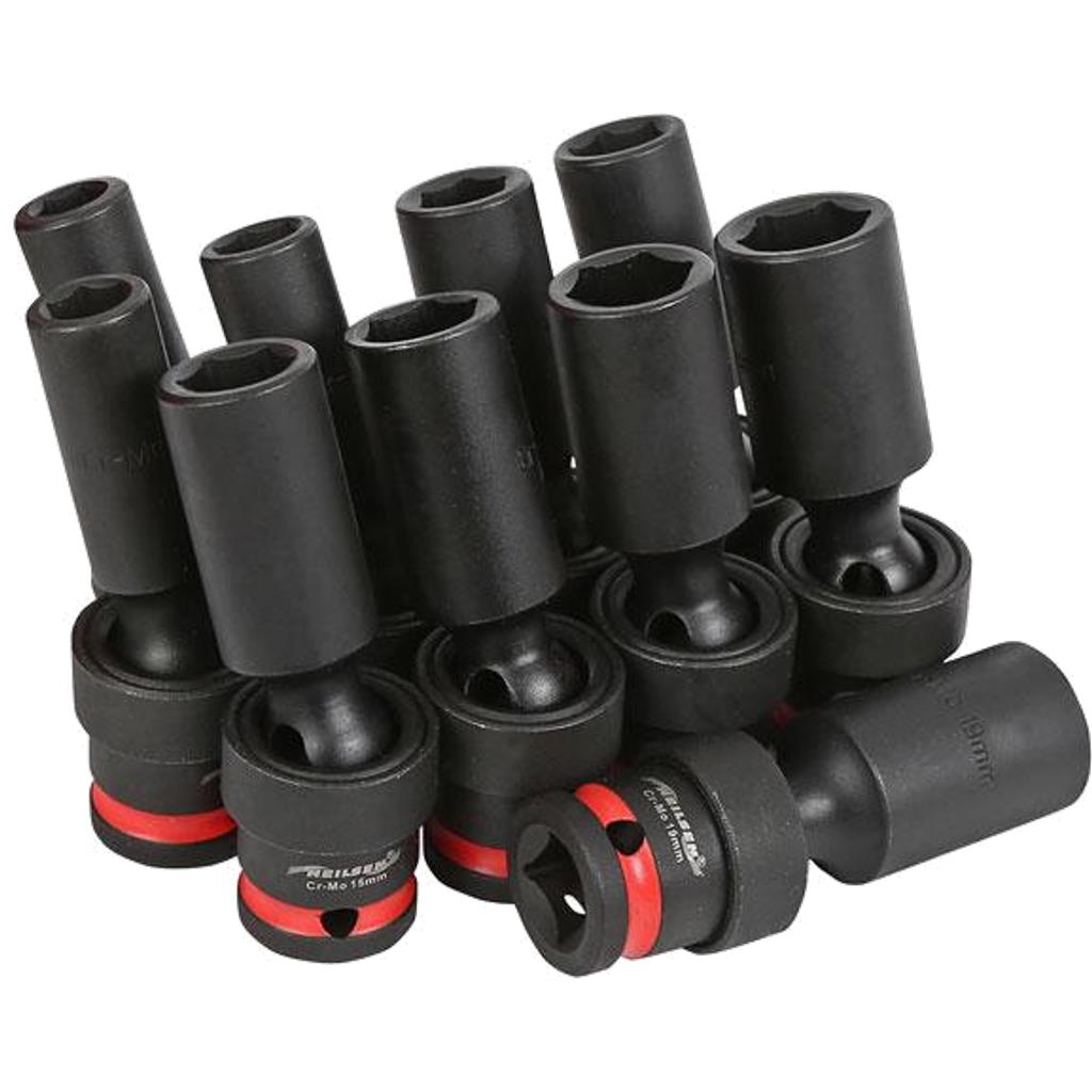 Neilsen Universal Swivel Impact UJ Driver Deep Socket Set 1/2" 10mm - 19mm 10pc Neilsen Universal Swivel Impact UJ Driver Deep Socket Set 1/2" 10mm - 19mm 10pc
