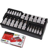 Neilsen 25pc Torx Bit Star E Socket Set T7 - T50 Trx 1/2" 1/4" Sockets