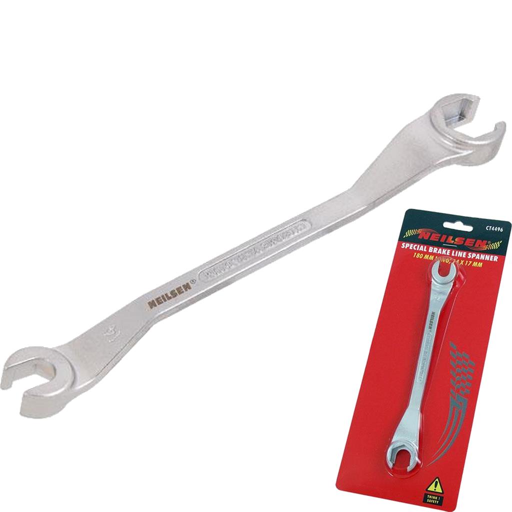Neilsen Flare Nut Wrench Open-Ended Brake Line Pipe Spanner 14mm 17mm Tool Neilsen Flare Nut Wrench Open-Ended Brake Line Pipe Spanner 14mm 17mm Tool