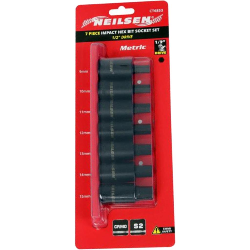 Neilsen Impact Hex Bit Socket Set 7pc T40 To T70 1/2" Drive Torx Tool Kit Neilsen Impact Hex Bit Socket Set 7pc T40 To T70 1/2" Drive Torx Tool Kit