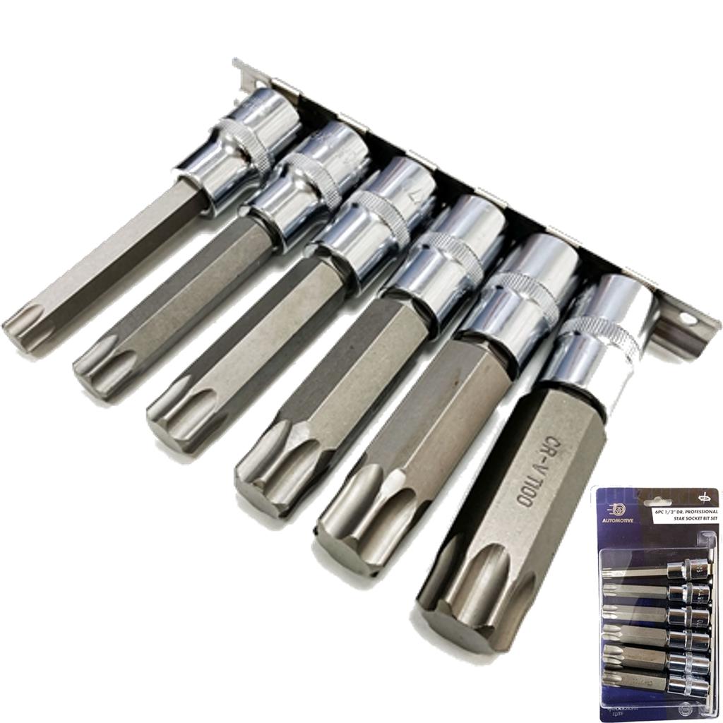 Toolzone 6pc Torx Bit Star Socket Set T55 -T100 Trx 1/2" Drive Sockets Toolzone 6pc Torx Bit Star Socket Set T55 -T100 Trx 1/2" Drive Sockets