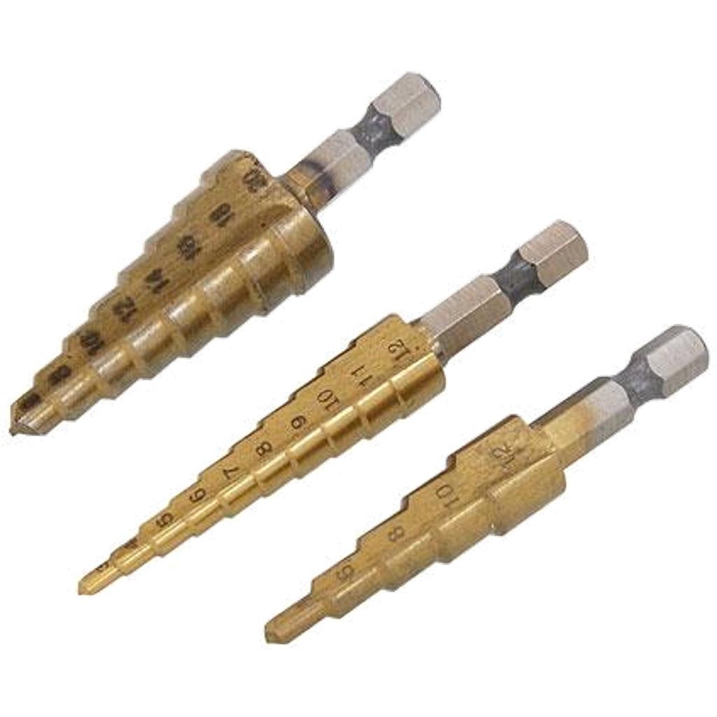 Neilsen Step Drill HSS Cone Bit Hole Metal Cutter Tool 3/16" - 1/2" Set Neilsen Step Drill HSS Cone Bit Hole Metal Cutter Tool 3/16" - 1/2" Set