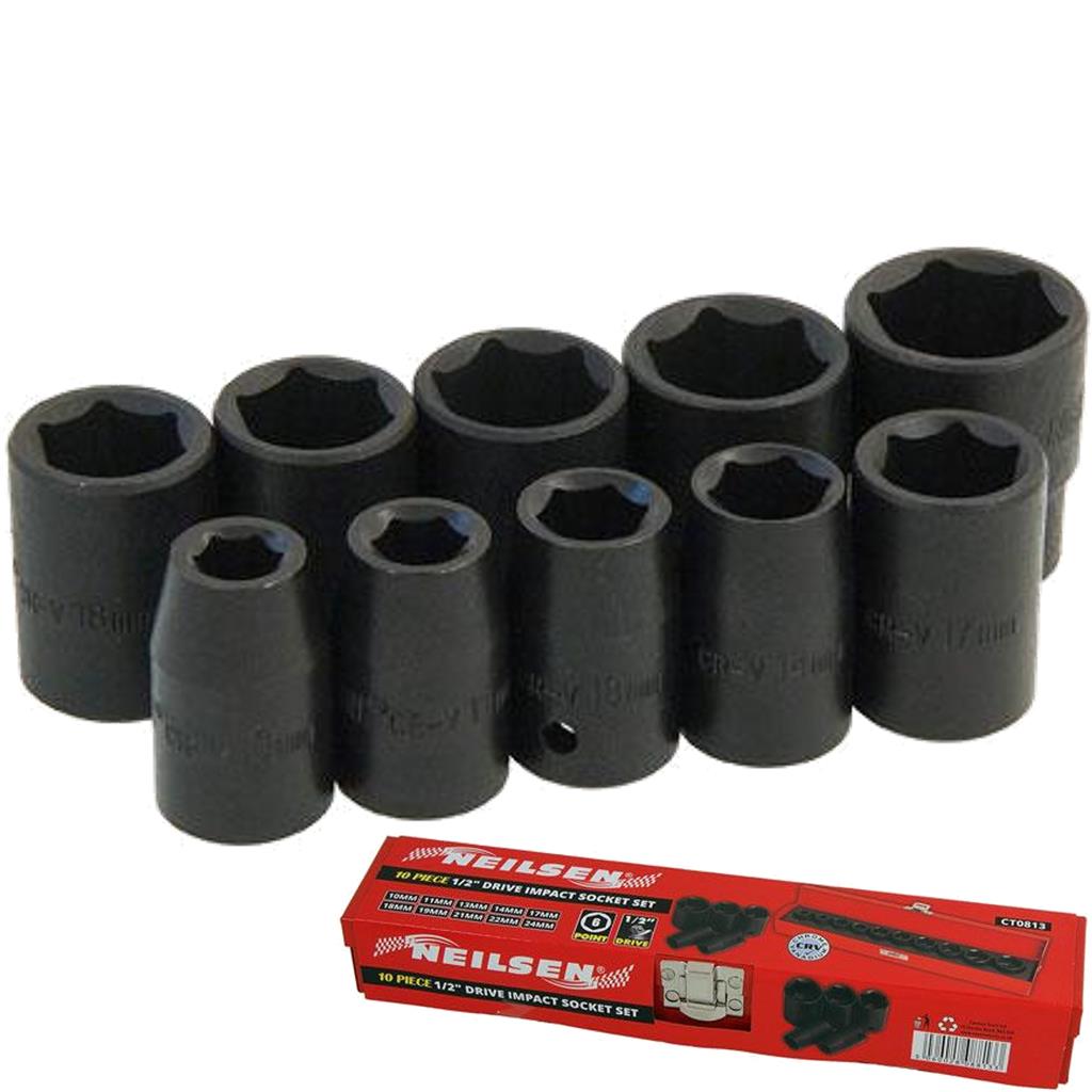 Neilsen Metric Drive Impact Sockets 10mm - 24mm Socket Set 10pc 1/2" Neilsen Metric Drive Impact Sockets 10mm - 24mm Socket Set 10pc 1/2"