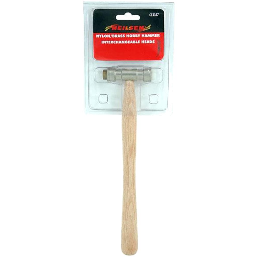 Neilsen Wooden Handle Interchangeable Nylon & Brass Hammer Small Lightweight Neilsen Wooden Handle Interchangeable Nylon & Brass Hammer Small Lightweight