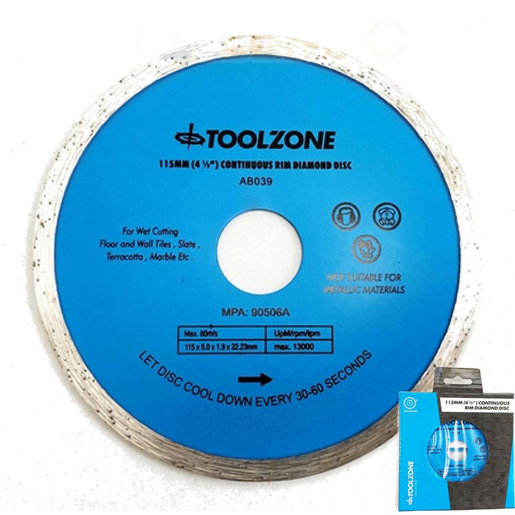 Toolzone Diamond Cutting Continuous Rim Disc Brick Grinder Brick Masonry 115mm Toolzone Diamond Cutting Continuous Rim Disc Brick Grinder Brick Masonry 115mm