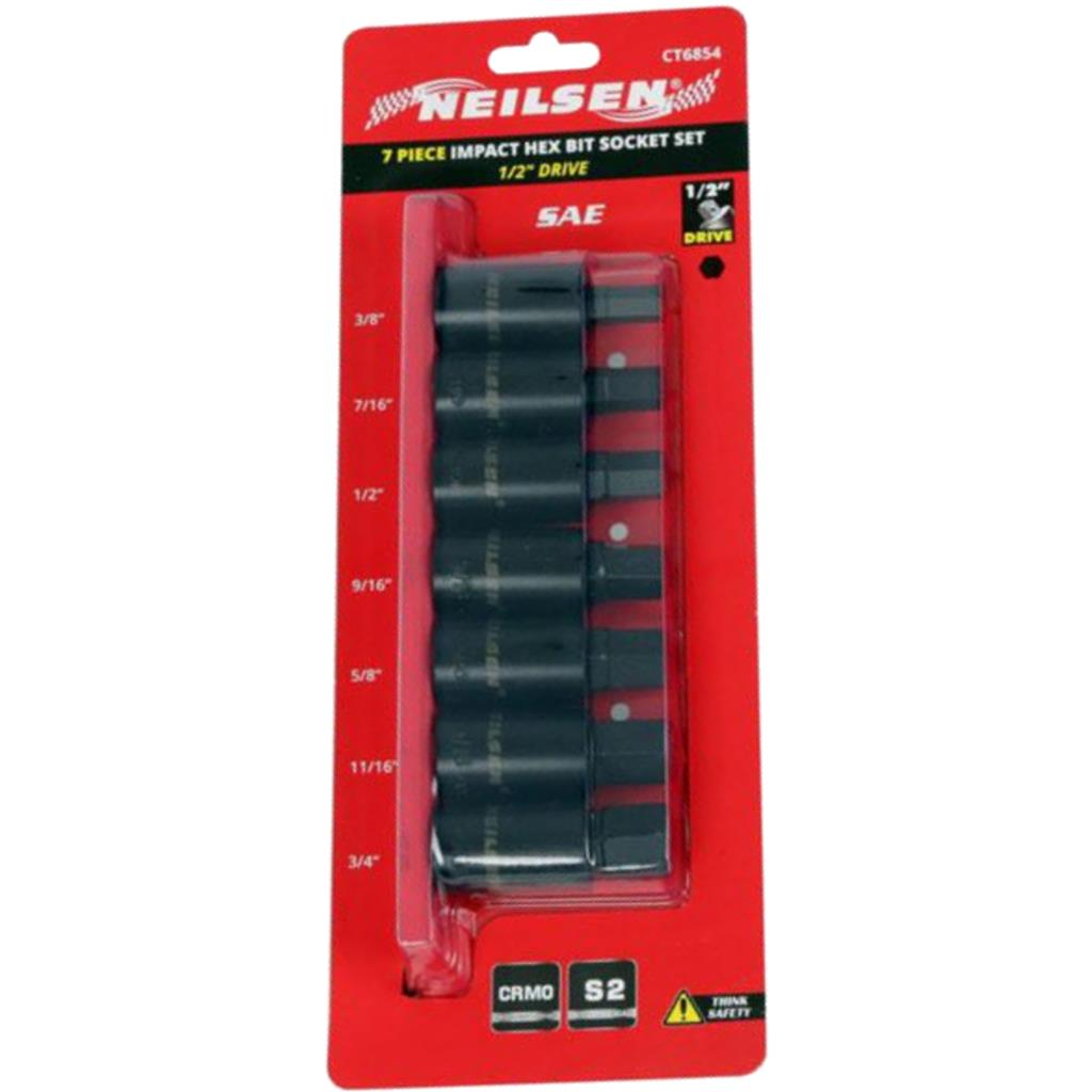Neilsen Impact Hex Bit Socket Set 7pc T40 To T70 3/8" Drive Torx Tool Kit Neilsen Impact Hex Bit Socket Set 7pc T40 To T70 3/8" Drive Torx Tool Kit