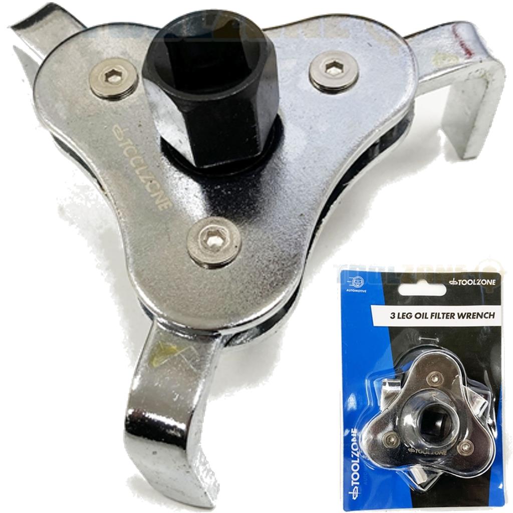 Toolzone 3 Jaw Oil Filter Wrench Adjustable Oil Filter Removal Tool 63mm - 102mm Toolzone 3 Jaw Oil Filter Wrench Adjustable Oil Filter Removal Tool 63mm - 102mm
