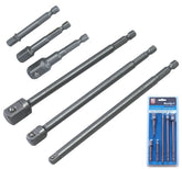 BlueSpot 6pc Impact Drill Bit Socket Adapter Set Extension Bar 1/4" 3/8" & 1/2"