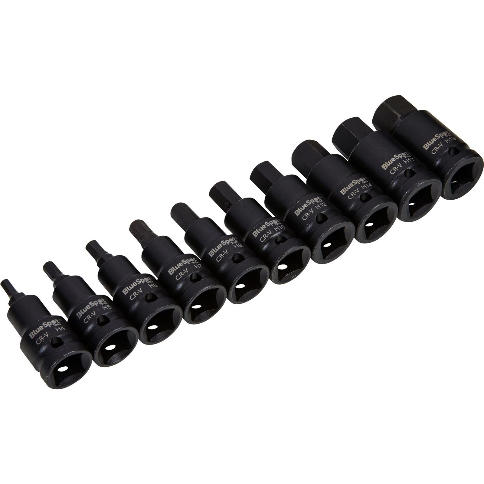 BlueSpot Impact Allen Key Hex 1/2" Drive Bit Socket Set H4 - H19 Bits 10pc BlueSpot Impact Allen Key Hex 1/2" Drive Bit Socket Set H4 - H19 Bits 10pc