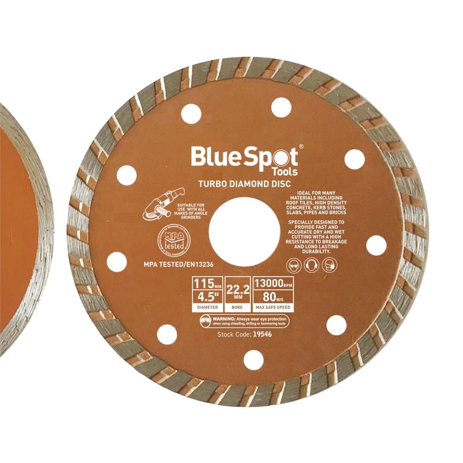 BlueSpot Turbo Diamond Angle Grinder Stone Concrete Cutting Disc 4.5" 2pc 115mm BlueSpot Turbo Diamond Angle Grinder Stone Concrete Cutting Disc 4.5" 2pc 115mm