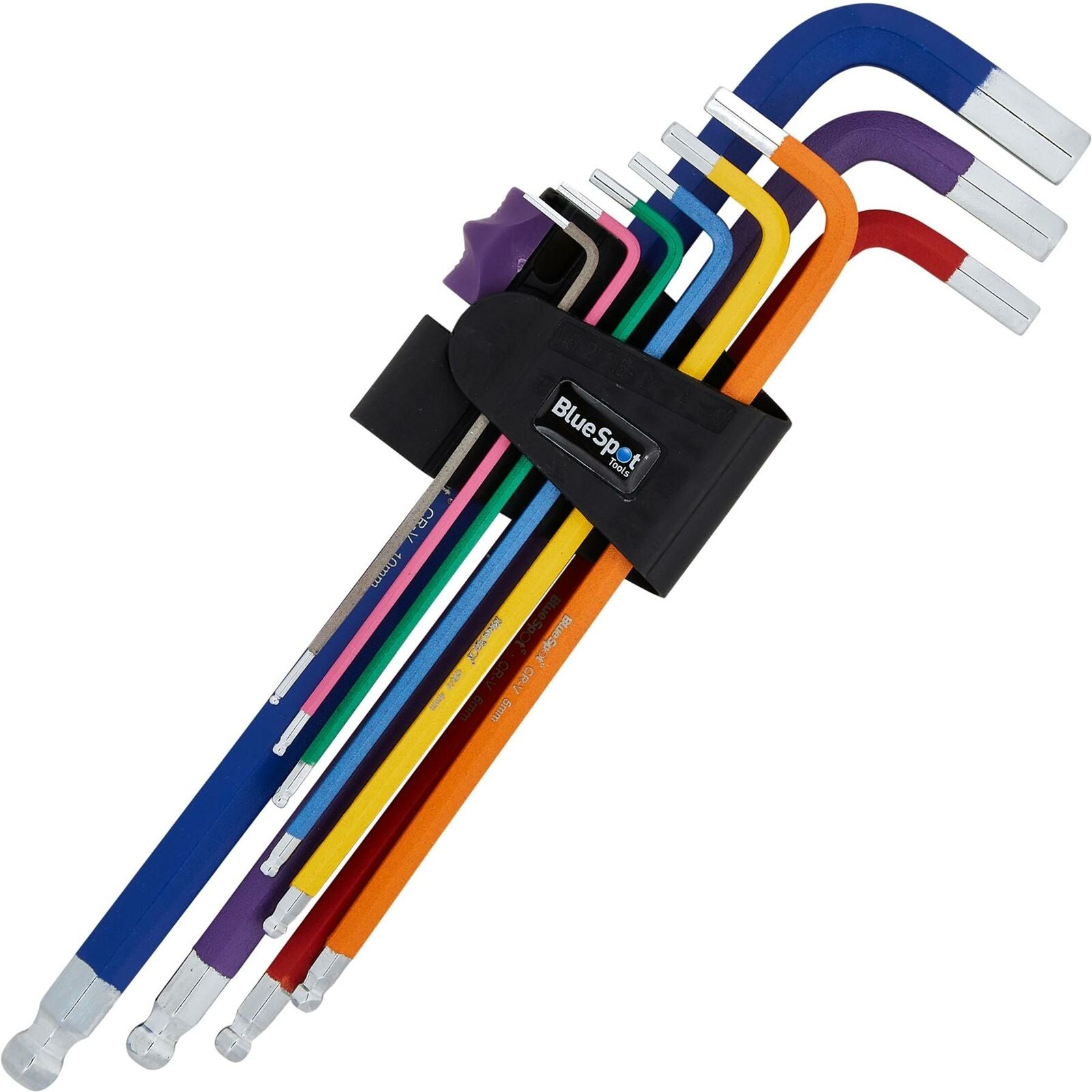BlueSpot Extra Long Colour Coded Ball End Metric Hex Key Set 9pc 1.5-10mm BlueSpot Extra Long Colour Coded Ball End Metric Hex Key Set 9pc 1.5-10mm