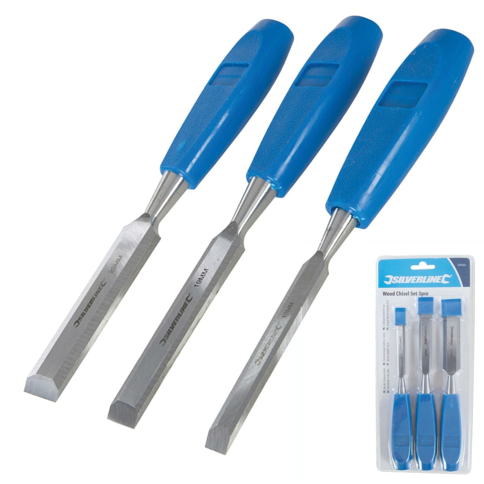 Silverline 3pc Wood Chisel Set Woodworking Carpentry Bevel Edge 13mm 19mm 25mm Silverline 3pc Wood Chisel Set Woodworking Carpentry Bevel Edge 13mm 19mm 25mm