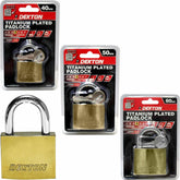 Dekton Titanium Plated Security Padlock Steel Shackle 3 Keys 40 50 Or 60mm Lock