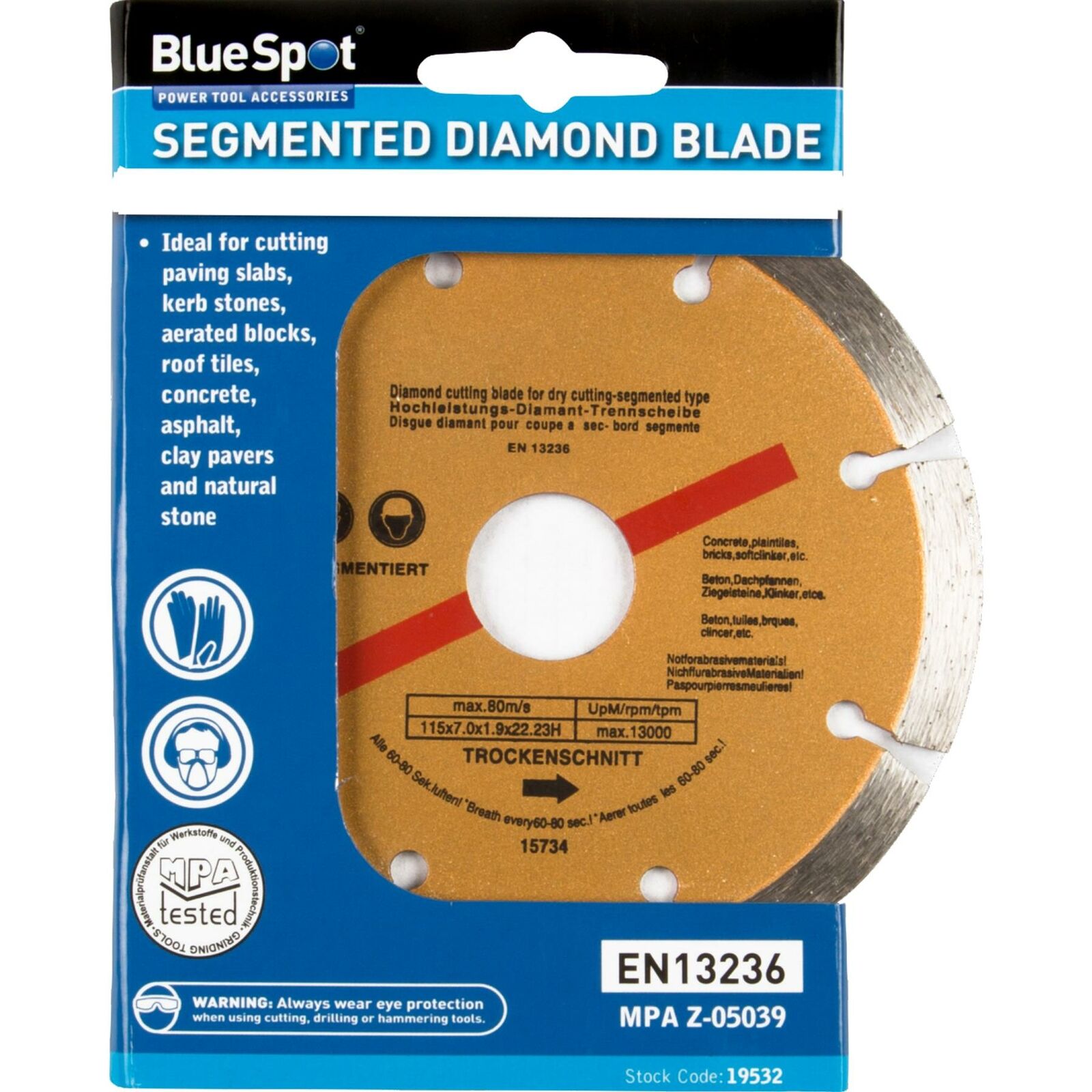 BlueSpot Segmented Diamond Cutting Blade Disc Gold Dry 115mm 4.5" BlueSpot Segmented Diamond Cutting Blade Disc Gold Dry 115mm 4.5"