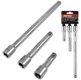 Dekton 3pc Socket Extension Bar Set 1/2 Ratchet Drive 75, 125 & 250mm Long Tool