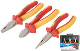 Silverline 3pc Insulated VDE Plier Set Long Nose Side Cutter Combination Pliers