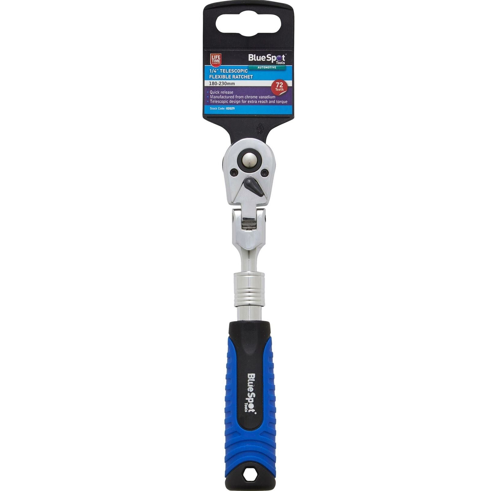 BlueSpot Socket Telescopic Flexible Ratchet Handle Quick Release 1/4" 180-230mm BlueSpot Socket Telescopic Flexible Ratchet Handle Quick Release 1/4" 180-230mm