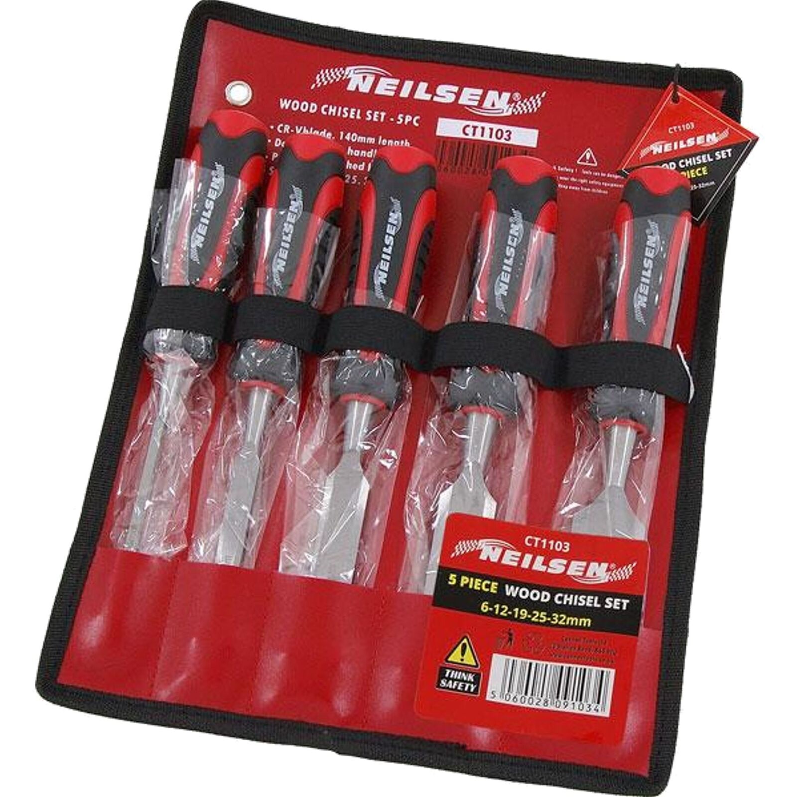 Neilsen 5pc Wood Bevel Edge Carpentry Joiner Woodwork Chisel Set Soft Grip Neilsen 5pc Wood Bevel Edge Carpentry Joiner Woodwork Chisel Set Soft Grip