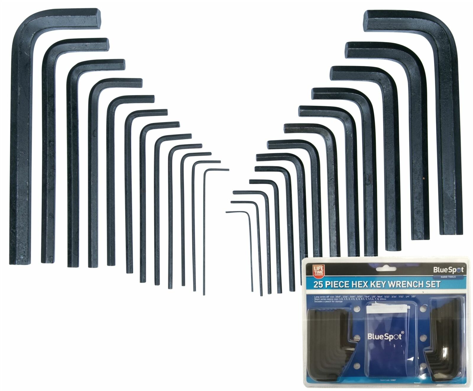 BlueSpot Metric & Imperial Hex Allen Key Set Kit Allan Alan Alen 25pc With Pouch BlueSpot Metric & Imperial Hex Allen Key Set Kit Allan Alan Alen 25pc With Pouch