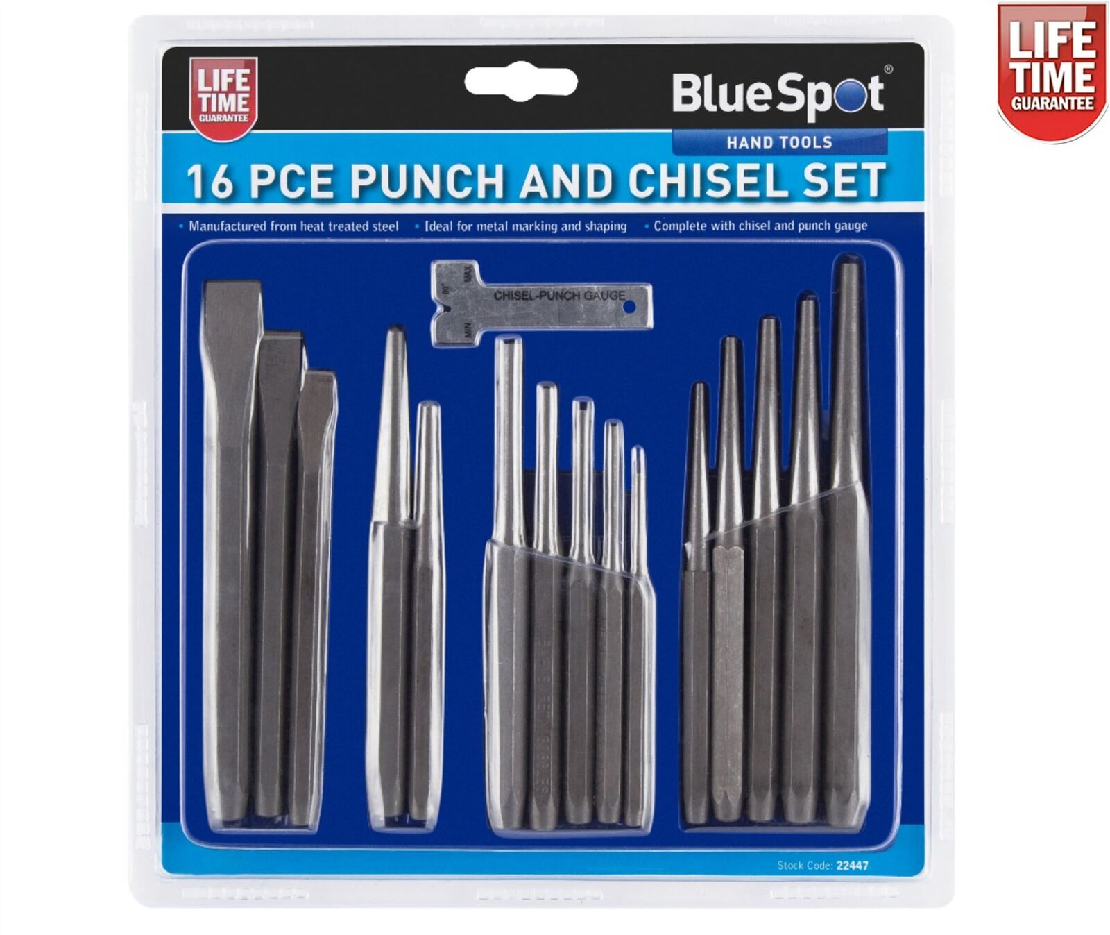 Bluespot Punch & Chisel Set 16 Pc Cold Chisels Cente Pin Taper Parallel 22447 Bluespot Punch & Chisel Set 16 Pc Cold Chisels Cente Pin Taper Parallel 22447
