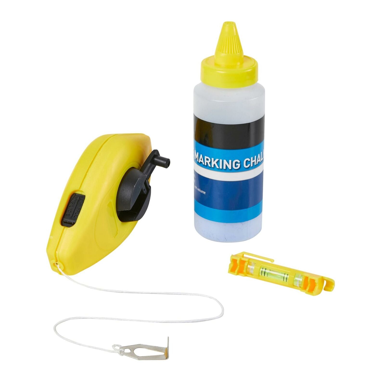 BlueSpot 3pc Builders Blue Chalk String Line Kit Reel Set 15m (50ft) With Level BlueSpot 3pc Builders Blue Chalk String Line Kit Reel Set 15m (50ft) With Level