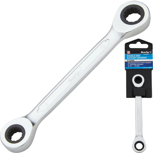 BlueSpot Double Ended Wrench Ratchet Spanner 8mm-10mm Fully polished 72 Teeth