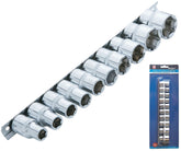 Bluespot 10pc 1/2" Drive Standard Metric Socket Set 10mm-24mm With Storage Rail