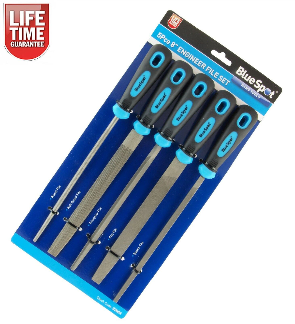 5pc 8" Inch Engineers File Set for Metal Round Flat Triangular Half Round Square