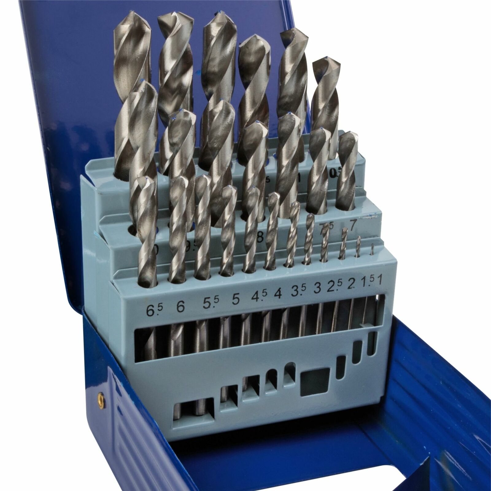 BlueSpot Metal HSS Metric 25pc Drill Bits Set 1mm to 13mm for Steel Metal Wood BlueSpot Metal HSS Metric 25pc Drill Bits Set 1mm to 13mm for Steel Metal Wood