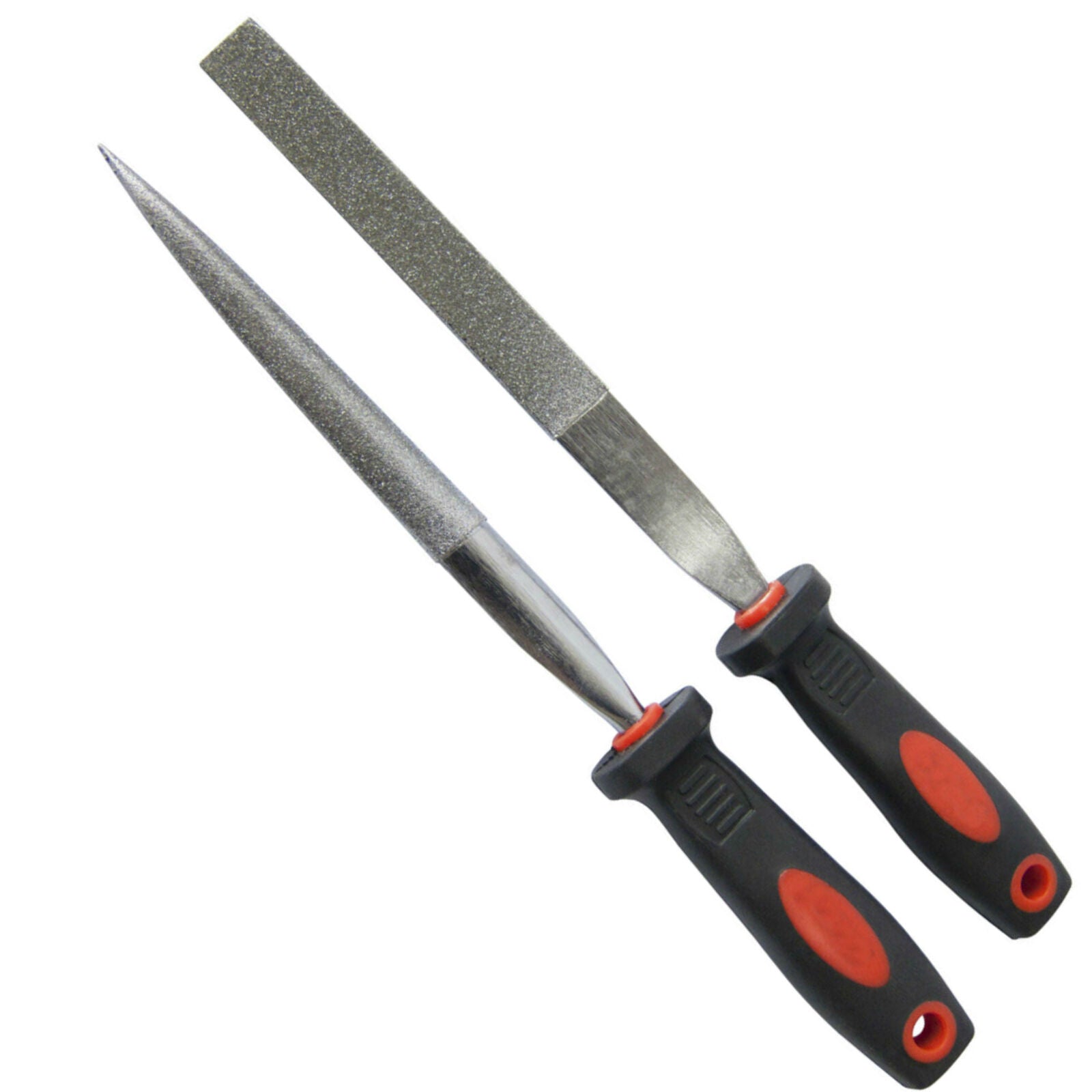 2pc Diamond File Set 120mm Half Round Taper &  Flat Stone Glass  Metal 2pc Diamond File Set 120mm Half Round Taper &  Flat Stone Glass  Metal