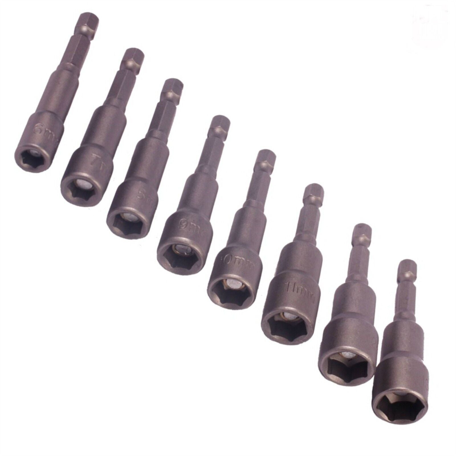 8pc 1/4" Hex Magnetic Nut Driver Set Metric Socket Impact Drill Bits 6 to 13mm 8pc 1/4" Hex Magnetic Nut Driver Set Metric Socket Impact Drill Bits 6 to 13mm