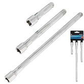 BlueSpot 3pc 3/8" Drive Socket Extension Bar Set 75mm 150mm 250mm Long Reach