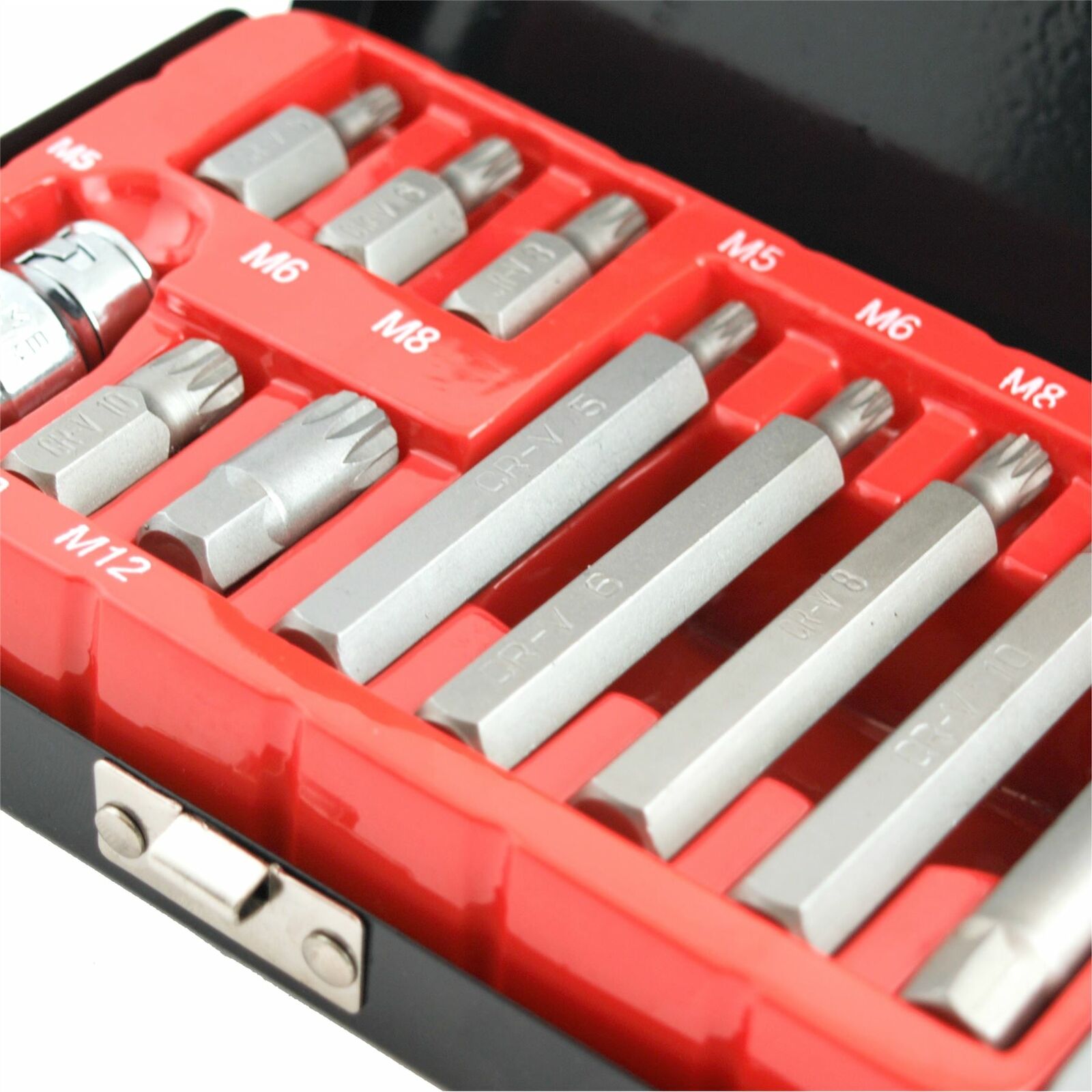 Neilsen 11pc Spline Bit Set 1/2" Socket M5 M6 M8 M10 M12 & Handy Metal Case Neilsen 11pc Spline Bit Set 1/2" Socket M5 M6 M8 M10 M12 & Handy Metal Case