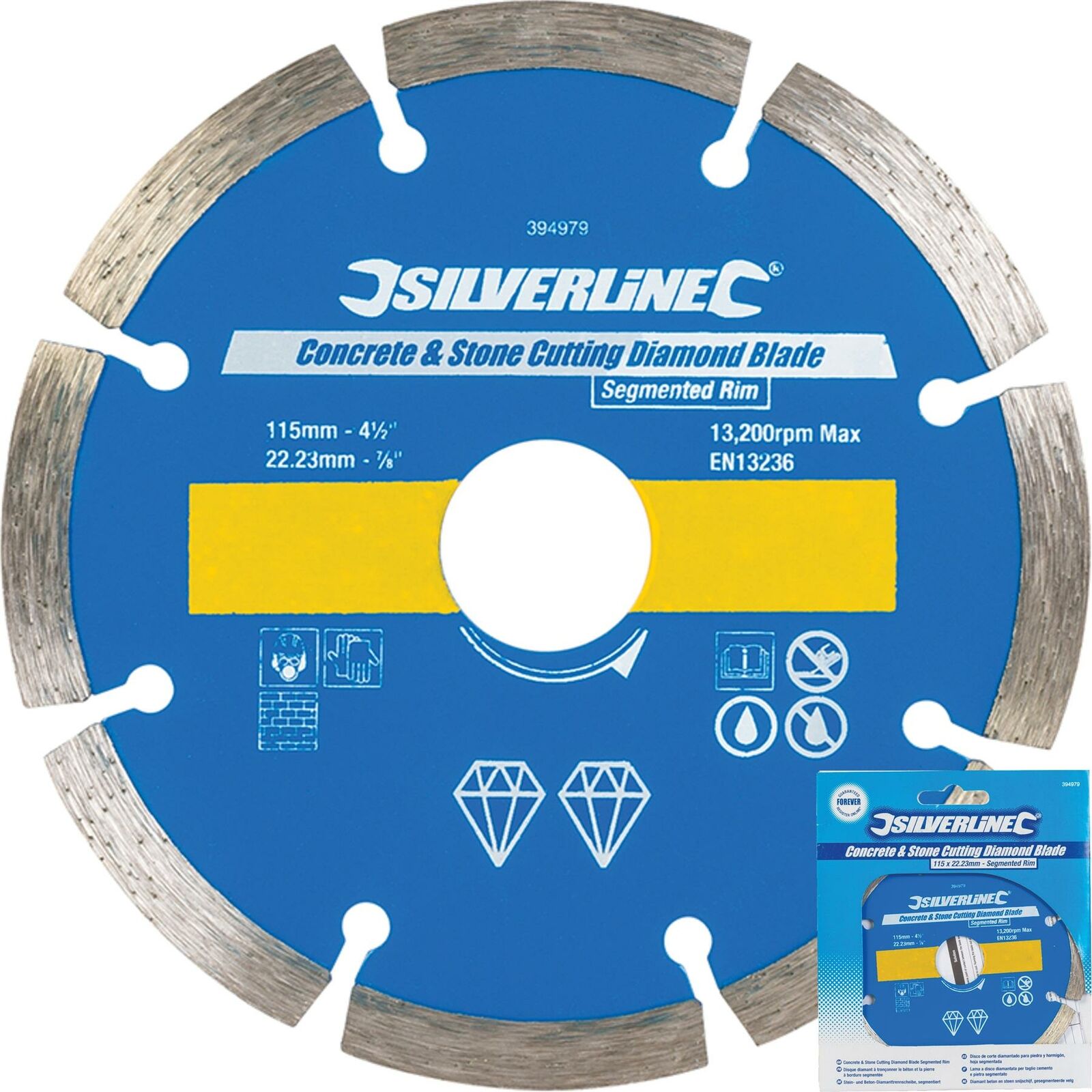 Silverline Concrete and Stone Cutting Diamond Segmented Rim Blade 115 x 22.23mm Silverline Concrete and Stone Cutting Diamond Segmented Rim Blade 115 x 22.23mm