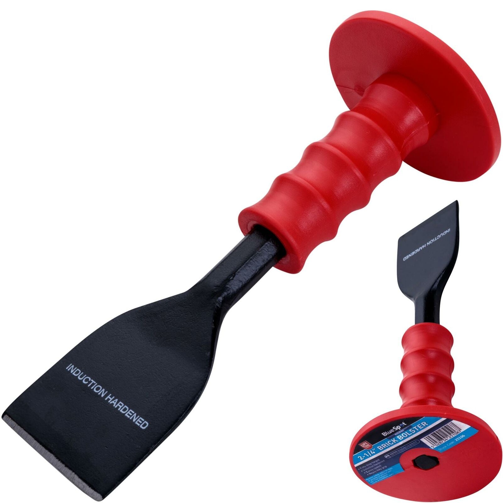 BlueSpot Induction Hardened Brick Bolster Chisel Cutting Concrete 2.25" 57mm. BlueSpot Induction Hardened Brick Bolster Chisel Cutting Concrete 2.25" 57mm.