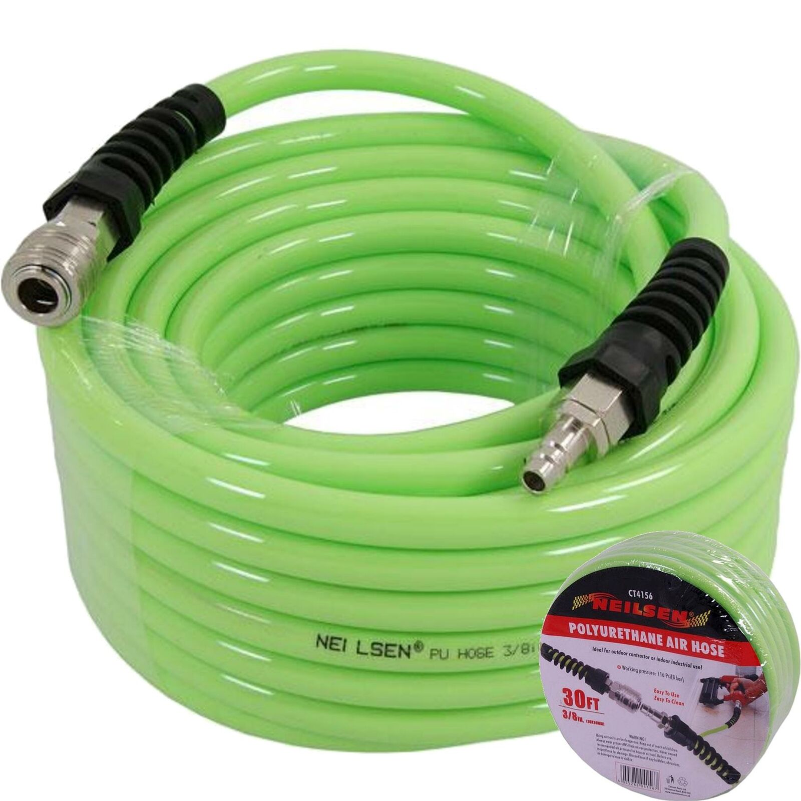 Neilsen Polyurethane Air Hose Line 50ft For Air Compressor 3/8" BSP 116 psi Neilsen Polyurethane Air Hose Line 50ft For Air Compressor 3/8" BSP 116 psi