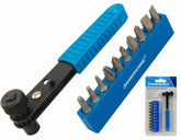 Silverline 11pc Offset Ratchet Screwdriver Bit Set Pozi Philips Torx & Flat Bits