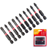 Amtech 10pcs 50mm Impact Screwdriver Phillips PZ2 PZ3 PH2 Pozi Hex Bits