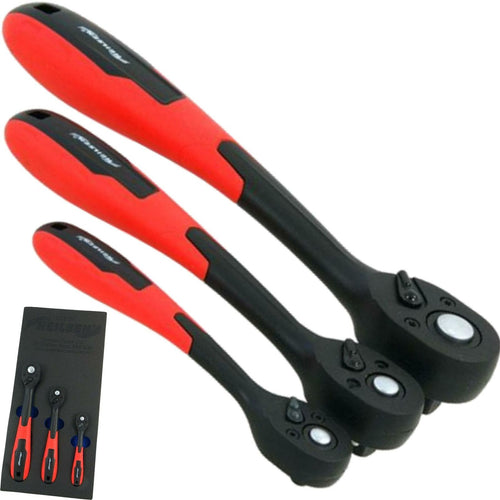 Neilsen 3pc Socket Ratchet Handle Quick Release 72 Teeth 1/4", 3/8", 1/2" Set