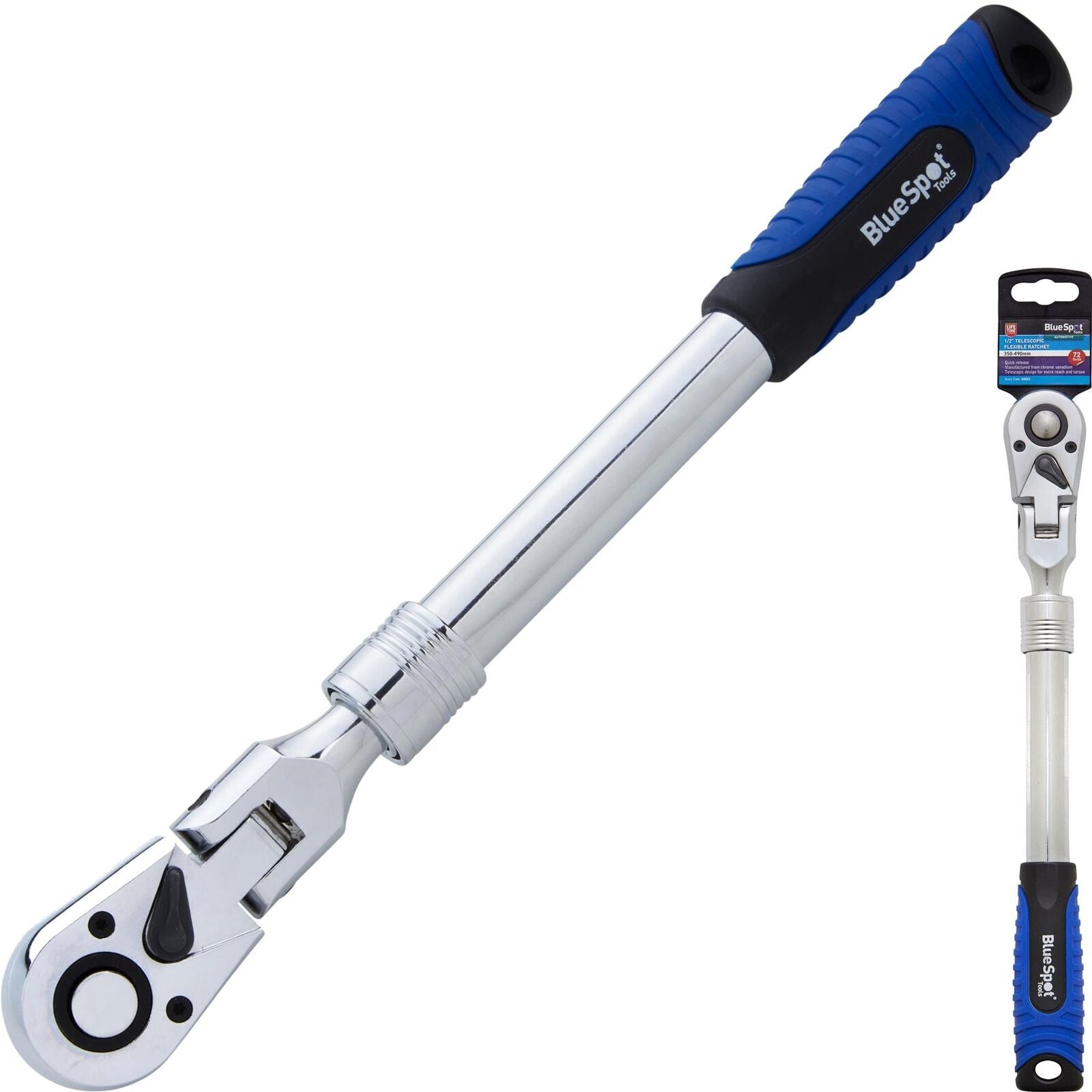 BlueSpot Socket Telescopic Flexible Ratchet Handle Quick Release 1/4" 350-490mm BlueSpot Socket Telescopic Flexible Ratchet Handle Quick Release 1/4" 350-490mm