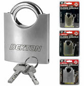 Dekton Security Padlock Steel Closed Shackle 2 Keys 40mm 50mm Or 60mm Satin Lock