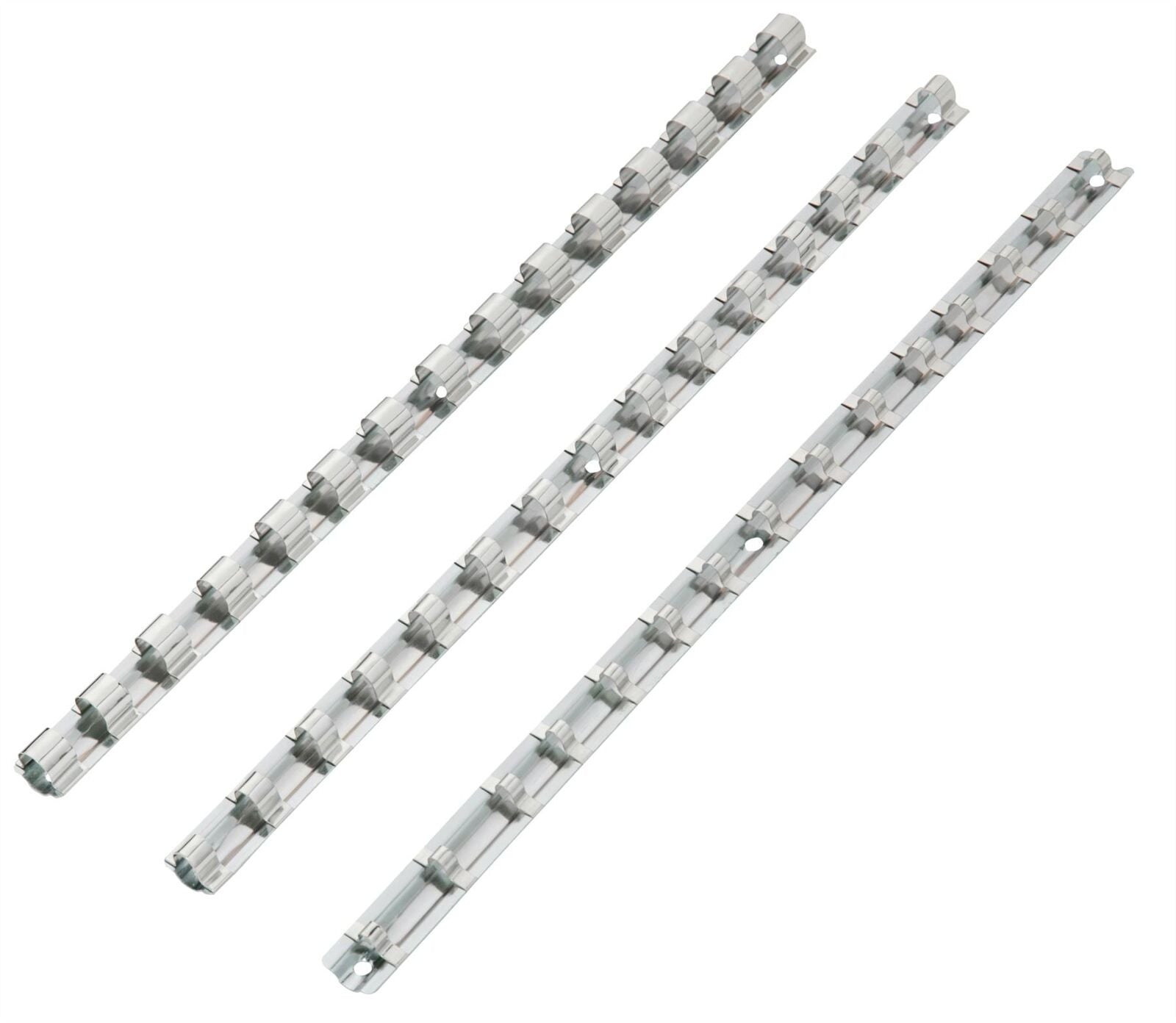 BlueSpot 3pc Socket Rail Set Retaining Storage Holder 1/4" 1/2" 3/8" Sockets BlueSpot 3pc Socket Rail Set Retaining Storage Holder 1/4" 1/2" 3/8" Sockets