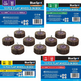 BlueSpot 10pc Sanding Flap Wheel Disc Set For Drill 40 60 80 120 Grit Wood Metal