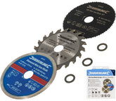 Silverline 85mm Saw Blade Set For Titan Worx Mini Saws Cut Wood Plastic Tiles