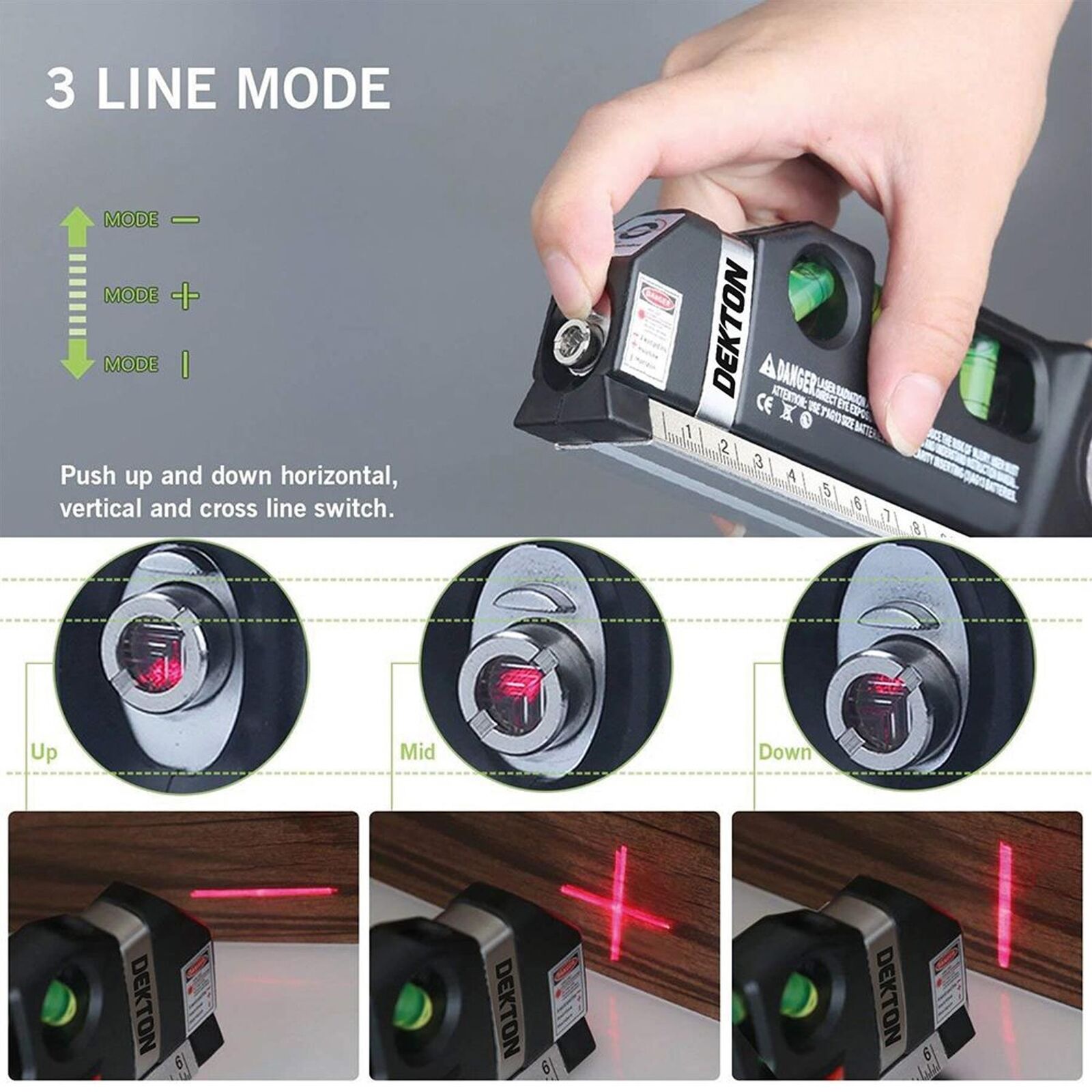 Dekton Multipurpose Horizontal Vertical Pin-point Laser Laser Spirit Level Dekton Multipurpose Horizontal Vertical Pin-point Laser Laser Spirit Level