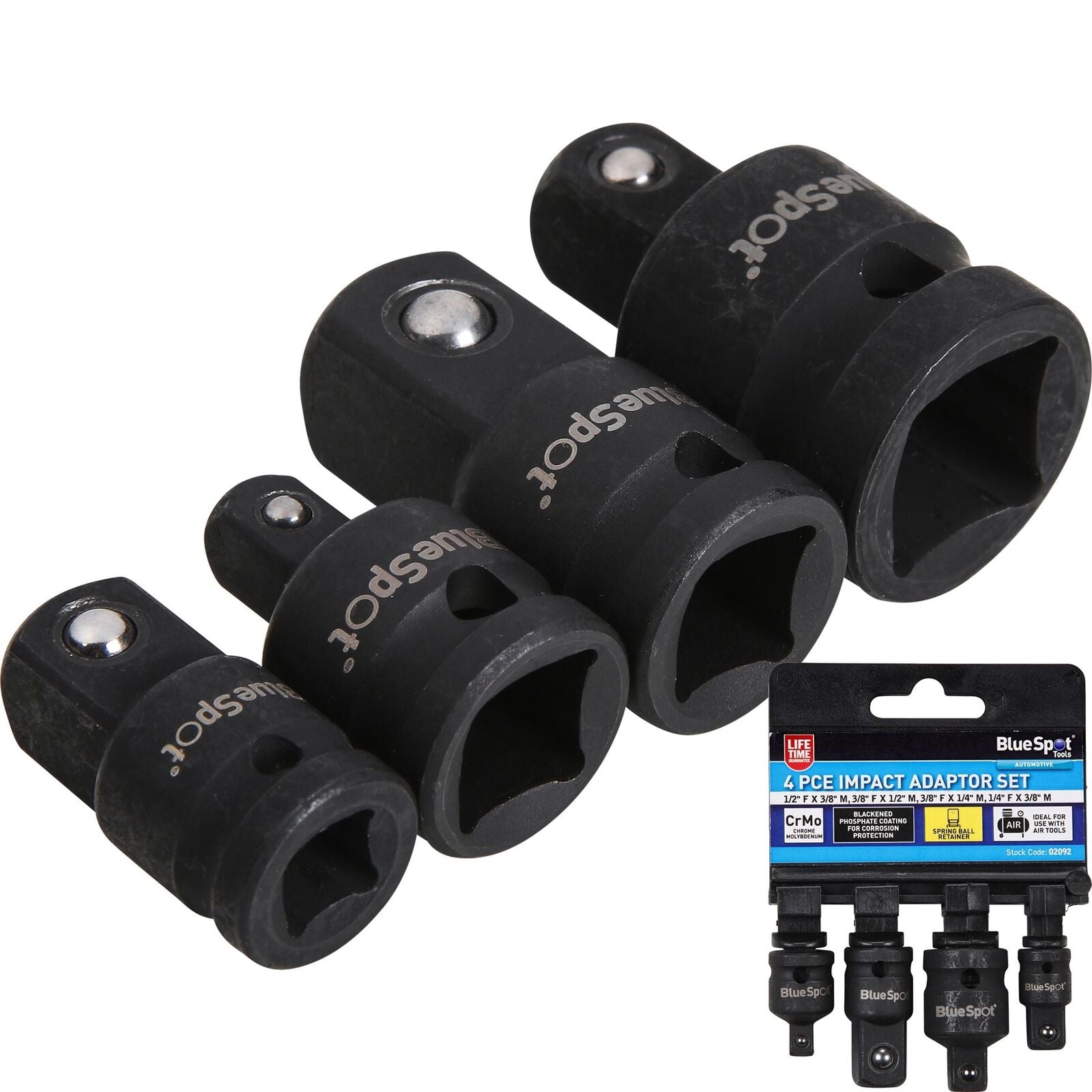 BlueSpot 4pc Impact Socket Converter Reducer Adapter Set 1/4" 1/2" 3/8" BlueSpot 4pc Impact Socket Converter Reducer Adapter Set 1/4" 1/2" 3/8"
