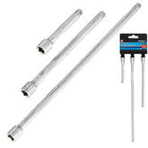 BlueSpot 3pc 1/4" Drive Socket Extension Bar Set 75mm 150mm 250mm Long Reach