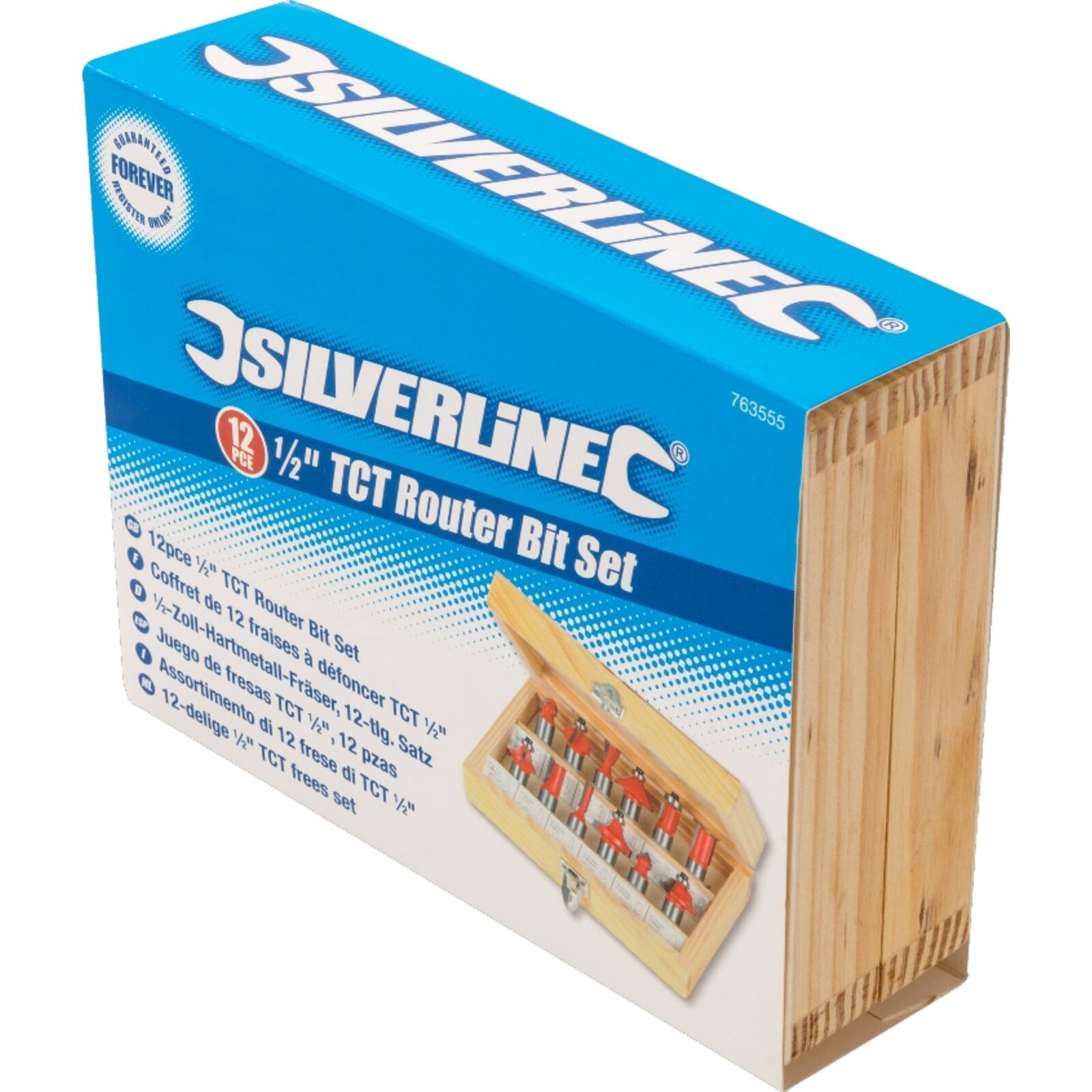 Silverline 12pc TCT Edge Cutting Router Bits 1/2" Shank Grooving Rounding Set Silverline 12pc TCT Edge Cutting Router Bits 1/2" Shank Grooving Rounding Set