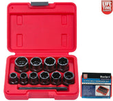 BlueSpot 10pc Damaged Nut Bolt Remover Stud Extractor Socket Set Broken Removal